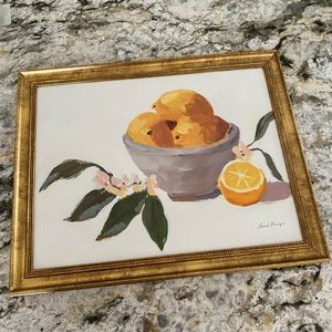 Threshold Gold framed lemon canvas.
